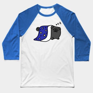 Sleepy Black Pug Baseball T-Shirt